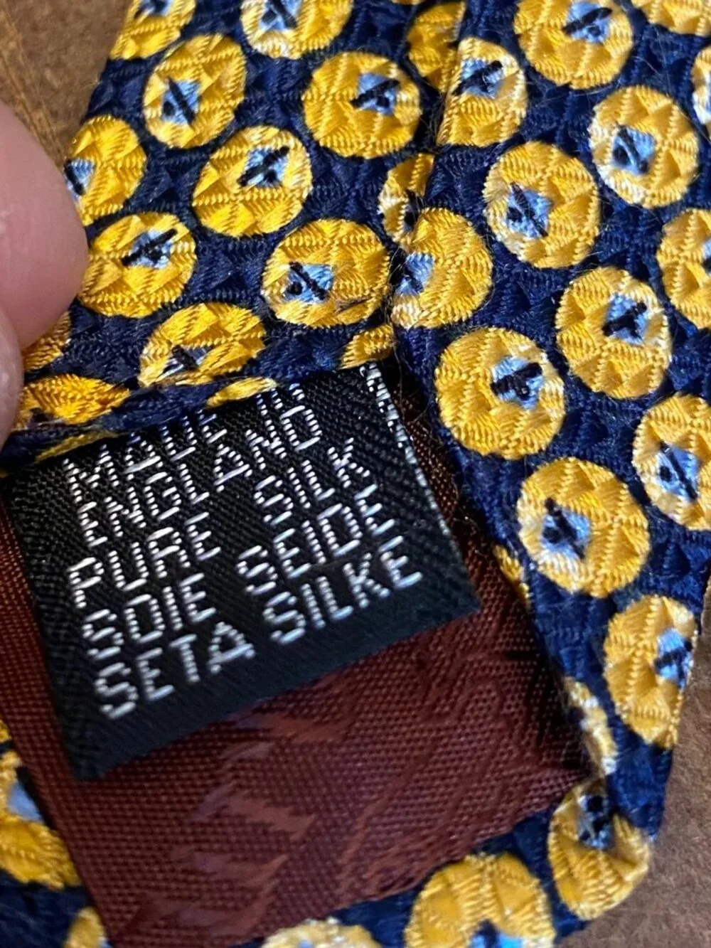 Vintage Burberrys Silk Tie Blue and Gold Made in England